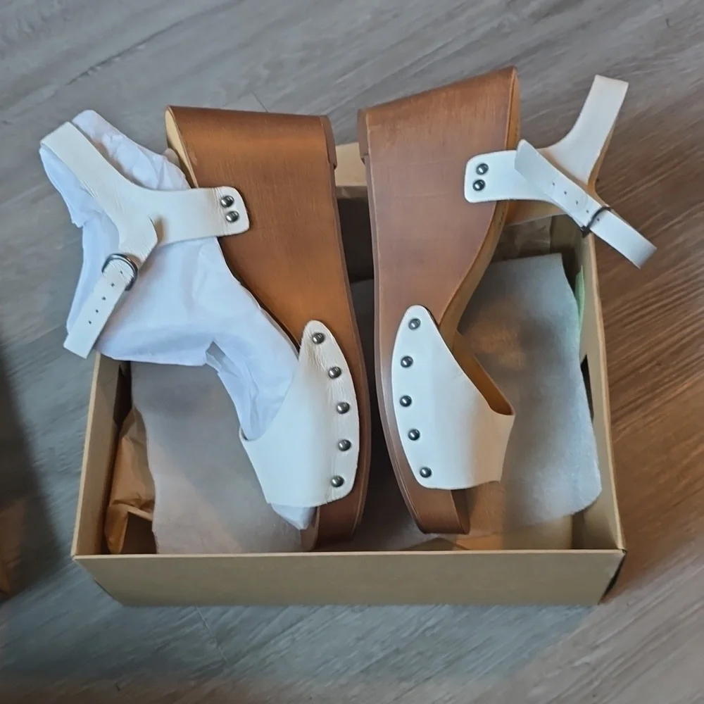 Lucky BRAND Lk-zashti Wedge Women's Sz 10m Angora Vegetable Tumbled Leather - Picture 5 of 8